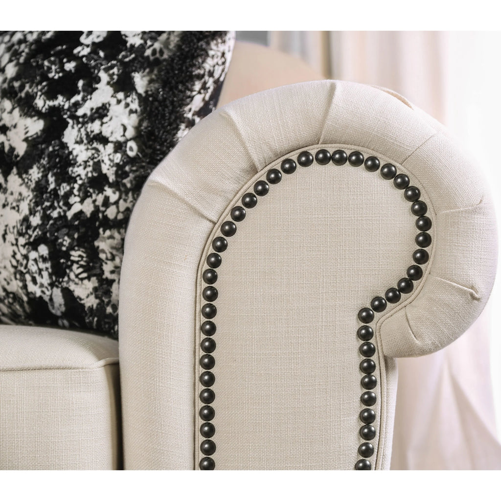 Beige Fabric Upholstered Sofa E5012