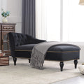Black Velvet Button Tufted Chaise Lounge A565
