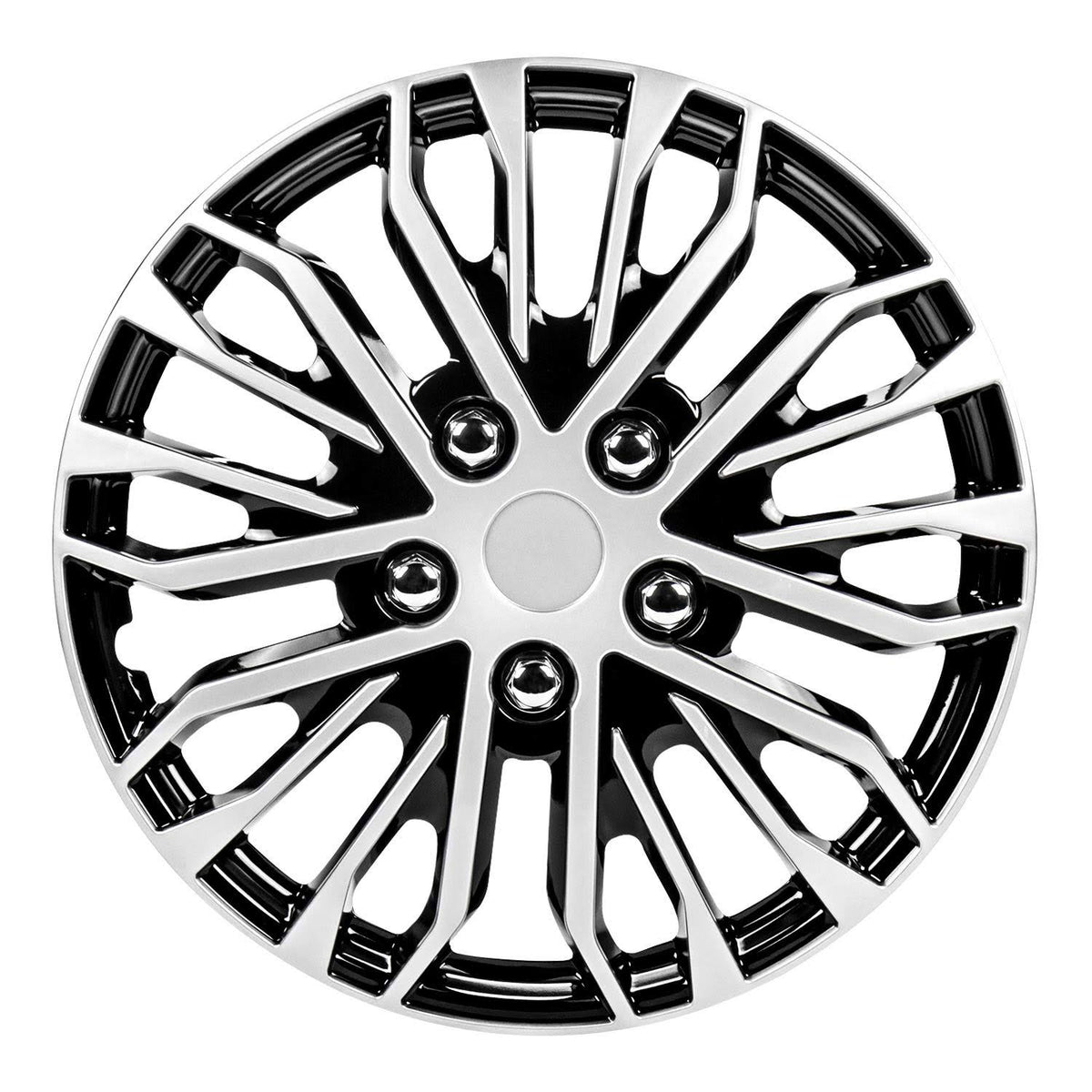 17 inch Black and Silver Universal Hubcap Wheel Covers Set of 4 E9656