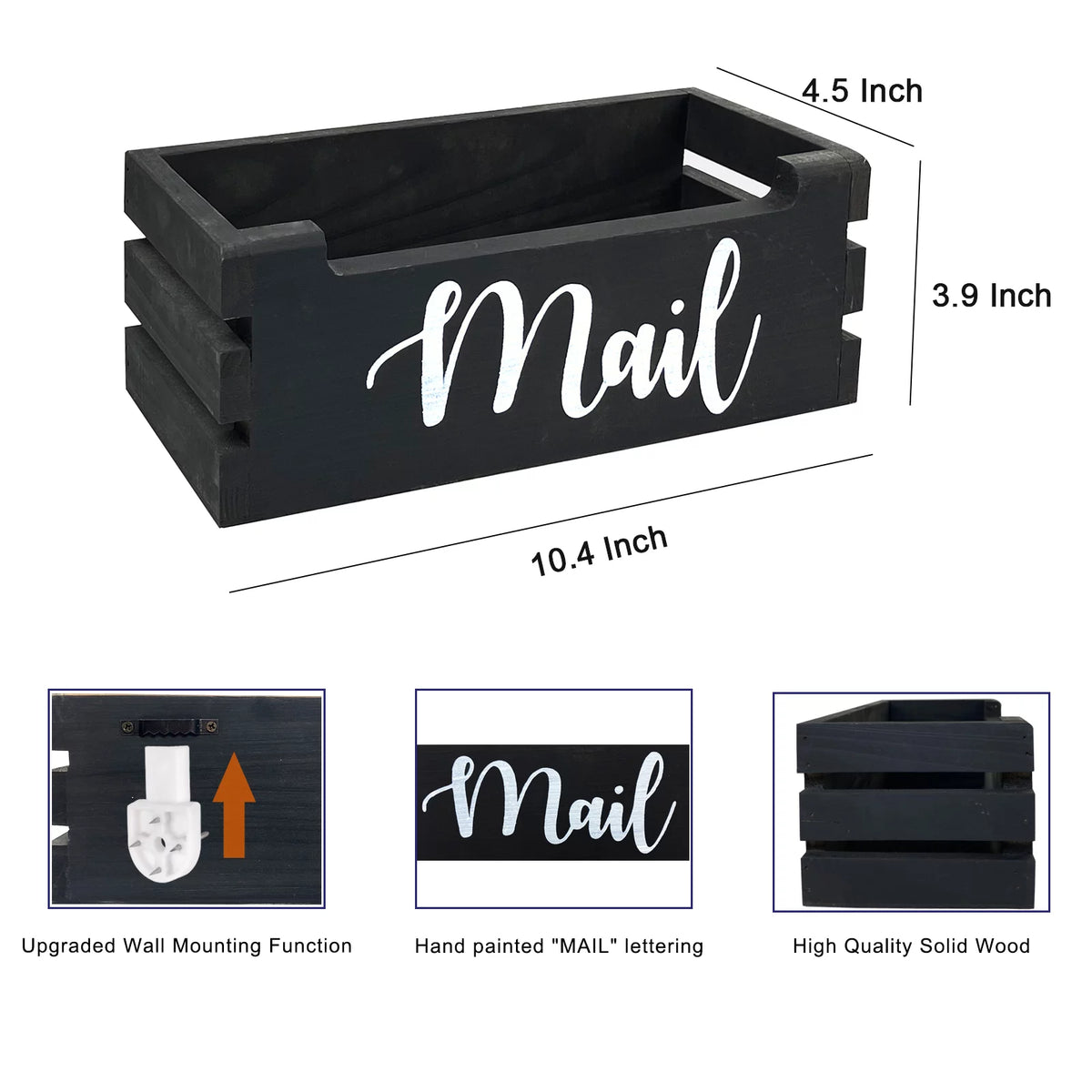Rustic Wood Mail Holder Storage Box I588770
