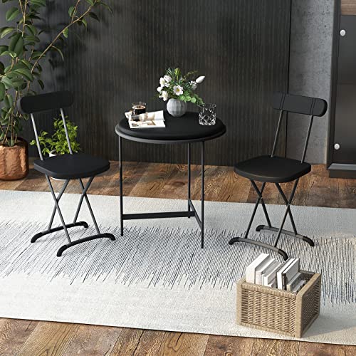Black 400lbs Plastic Folding Chair Set with Steel Frame X52732