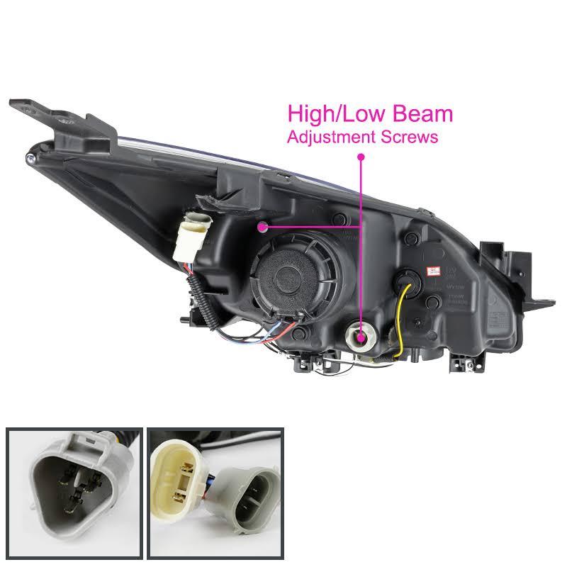 Chrome Projector Headlights with LED DRL Strip V3098