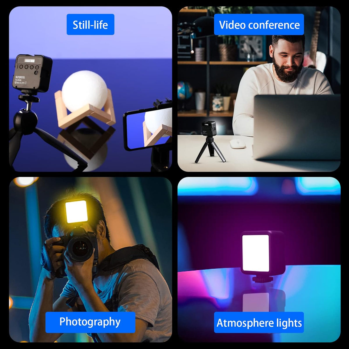 RGB 360° Full Color Portable LED Camera Light with LCD Display O636