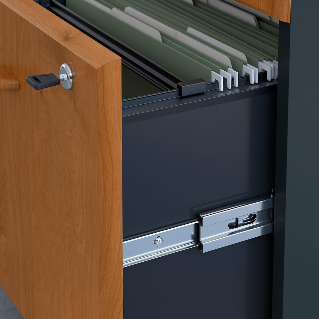 3 Drawer Mobile File Cabinet, Natural Cherry/Slate X158