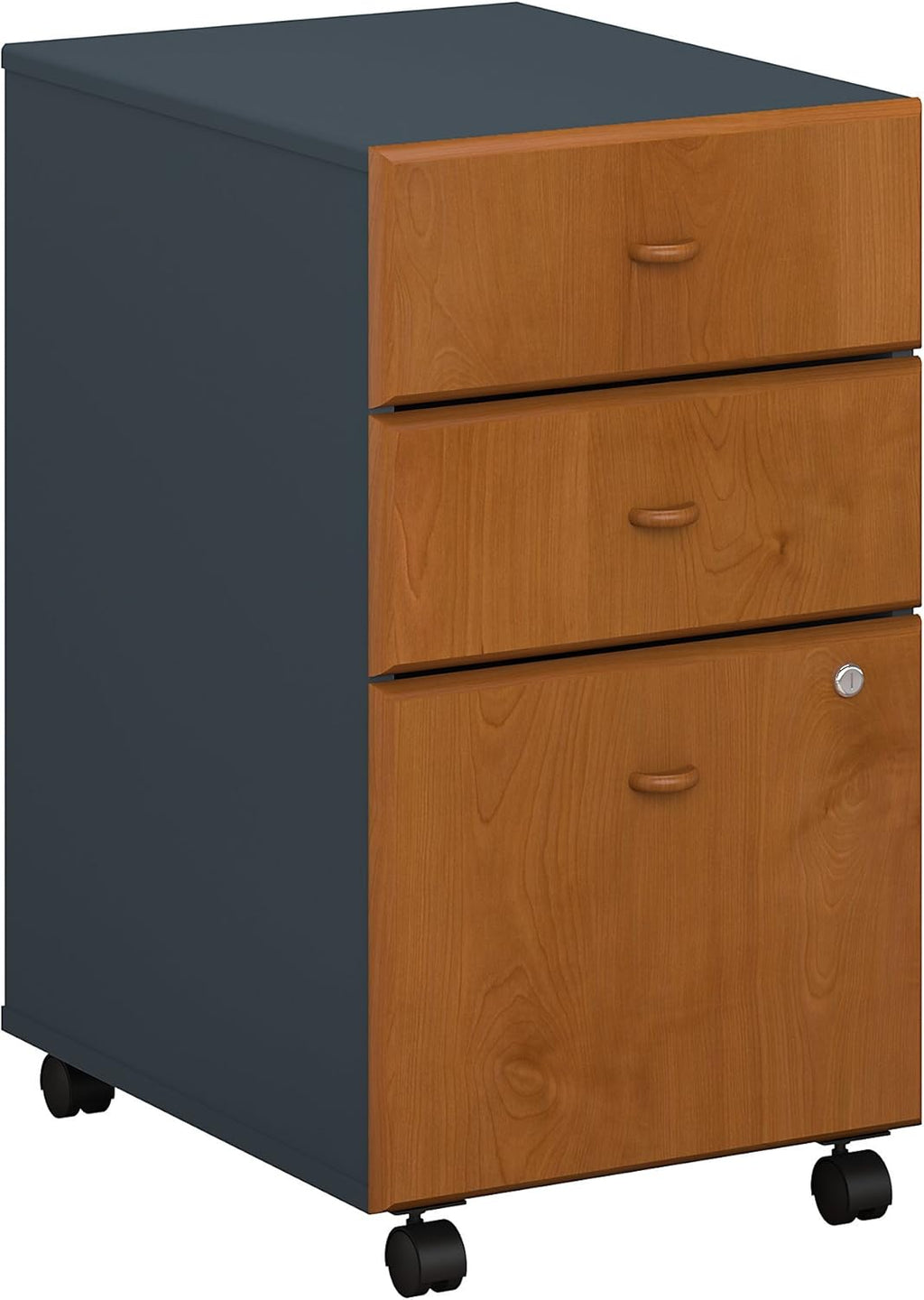 3 Drawer Mobile File Cabinet, Natural Cherry/Slate X158