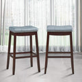 Set of 2 Solid Wood Legs Bar Stools with Gray PU Cushion Q67468