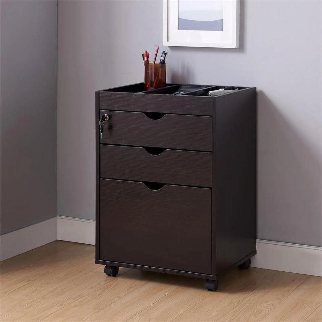 Cappuccino 3-Drawer Wood File Cabinet M655483