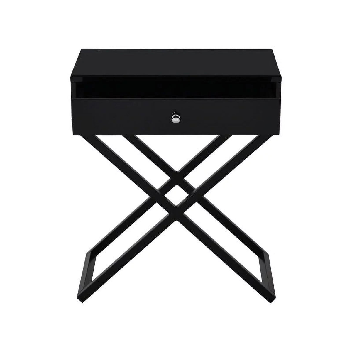 Black Wooden Nightstand with Drawer H527597