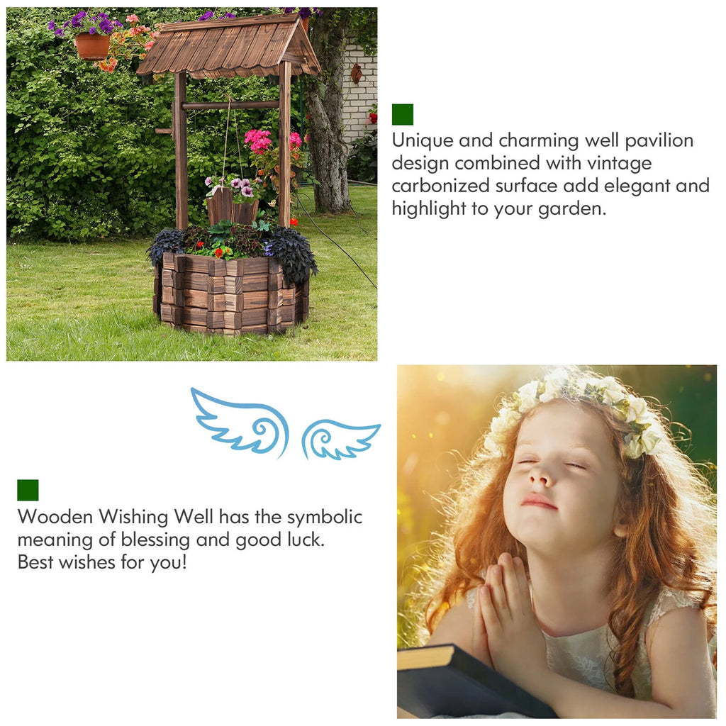 Wooden Wishing Well Planter Y911