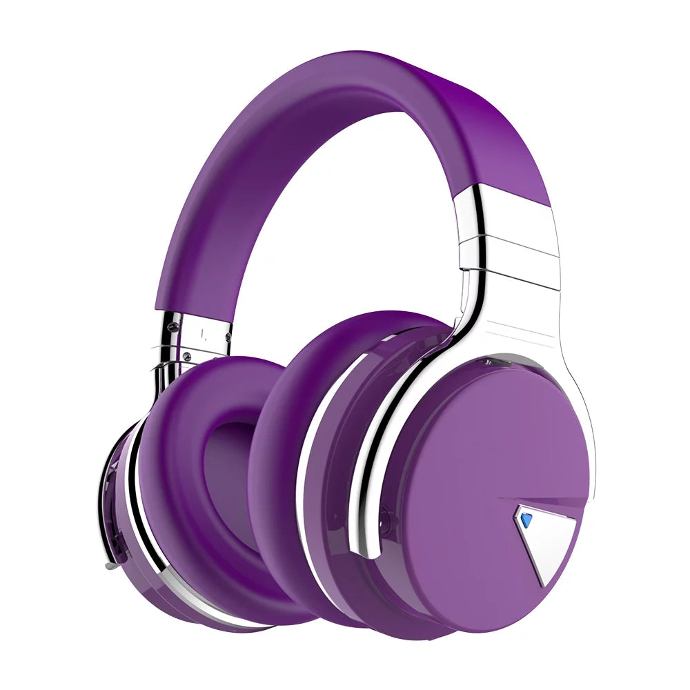Active Noise Cancelling Bluetooth Headphones with Mic Deep Bass Wireless Over Ear (Black) Q27262