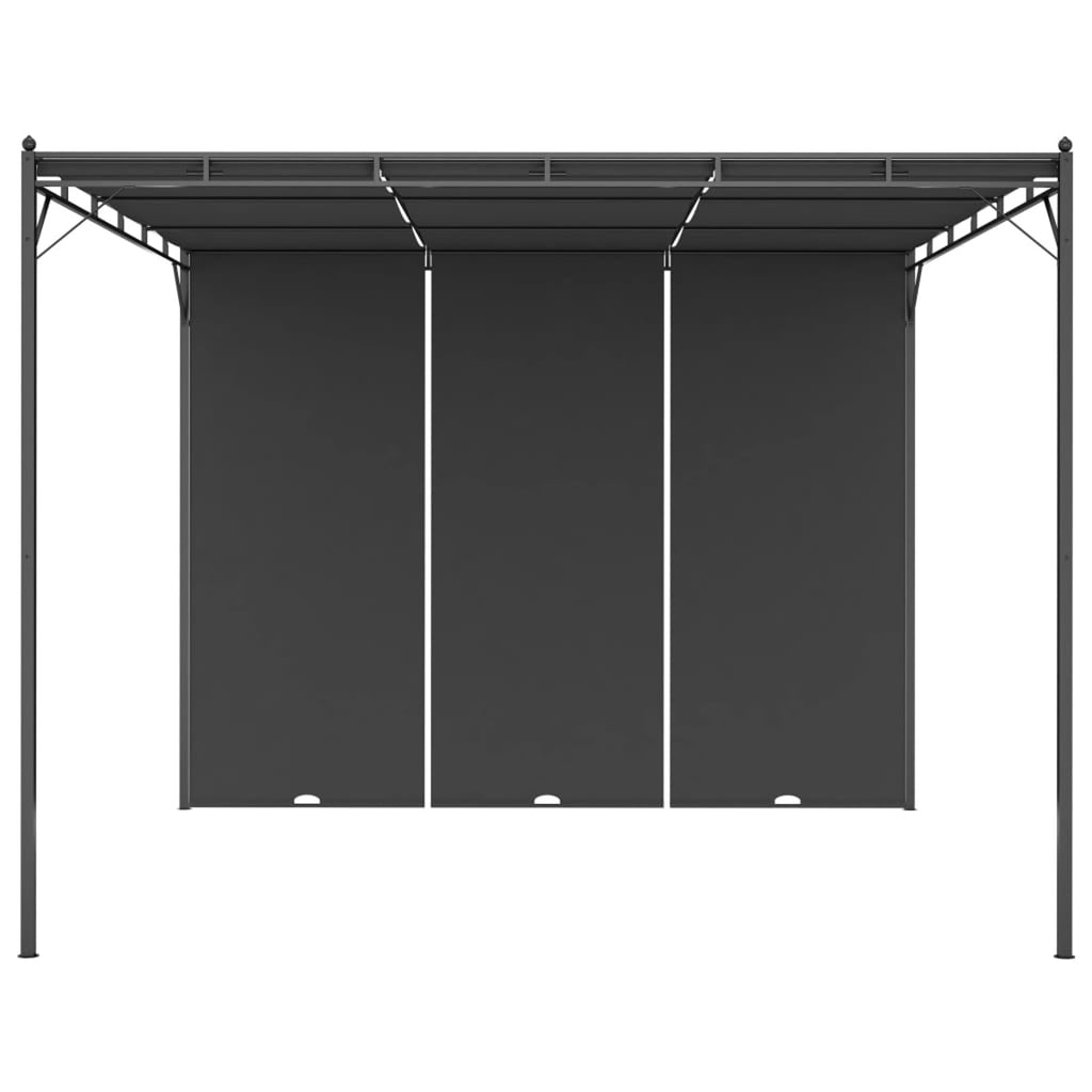 Garden Gazebo with Side Curtain Steel Frame Sun Shade Shelter 118.1 x 118.1 x 88.6 Inches W626