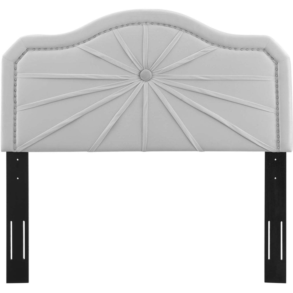 Light Gray Pleated Performance Velvet Full/Queen Headboard T939456