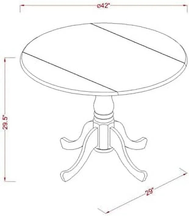 Round Solid Wood Dining Table with Dropleaf 42x42 Inch A409