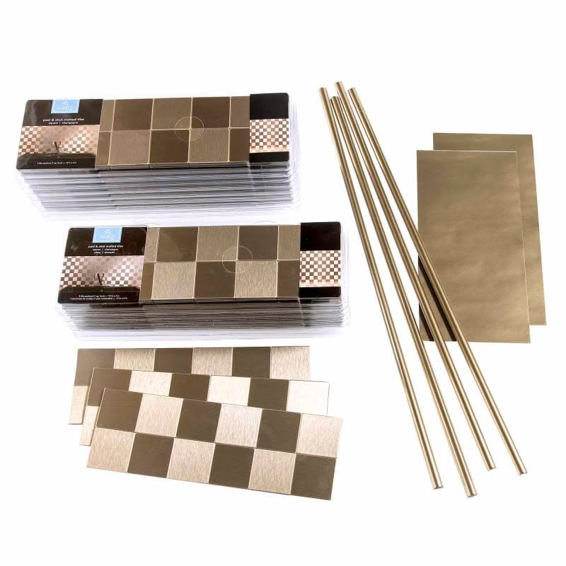 Champagne Metal Peel & Stick Mosaic Tile Kit L21206