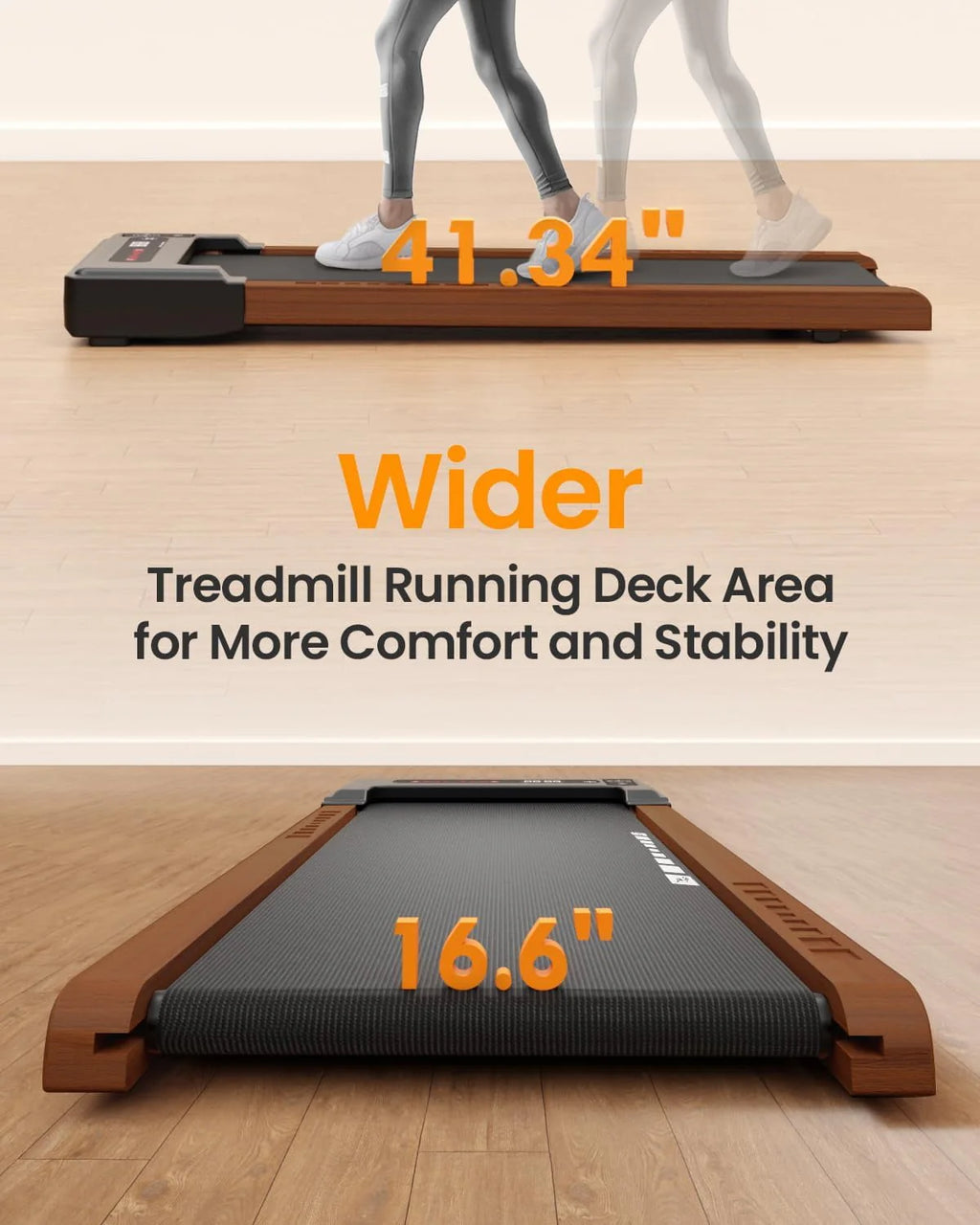 Wood Under Desk Treadmill with Remote Control, 265lbs Capacity Z972