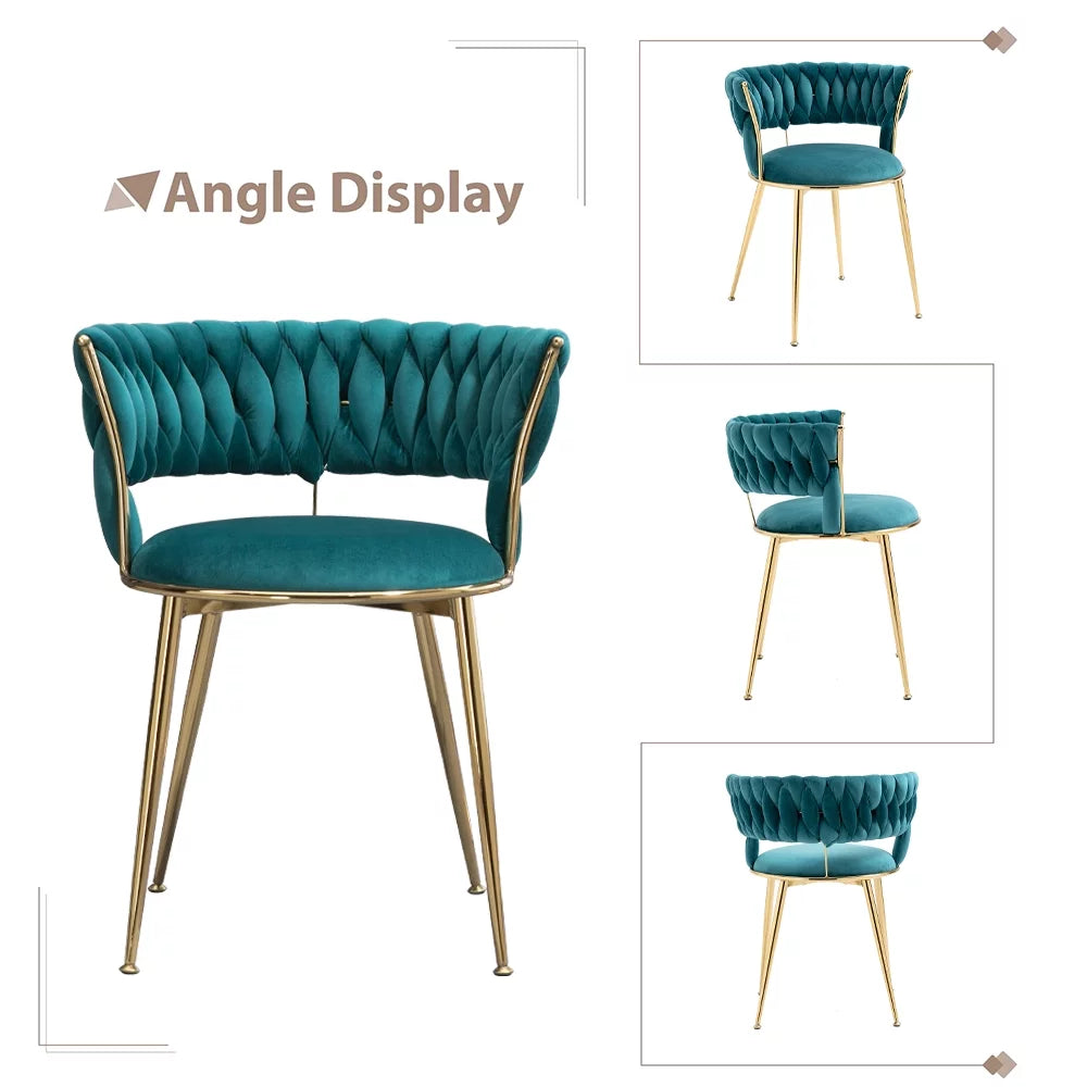 Velvet Dining Chairs Set of 4 with Golden Metal Legs L35145