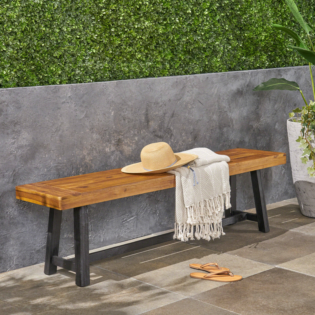 Acacia Wood Outdoor Bench C574462