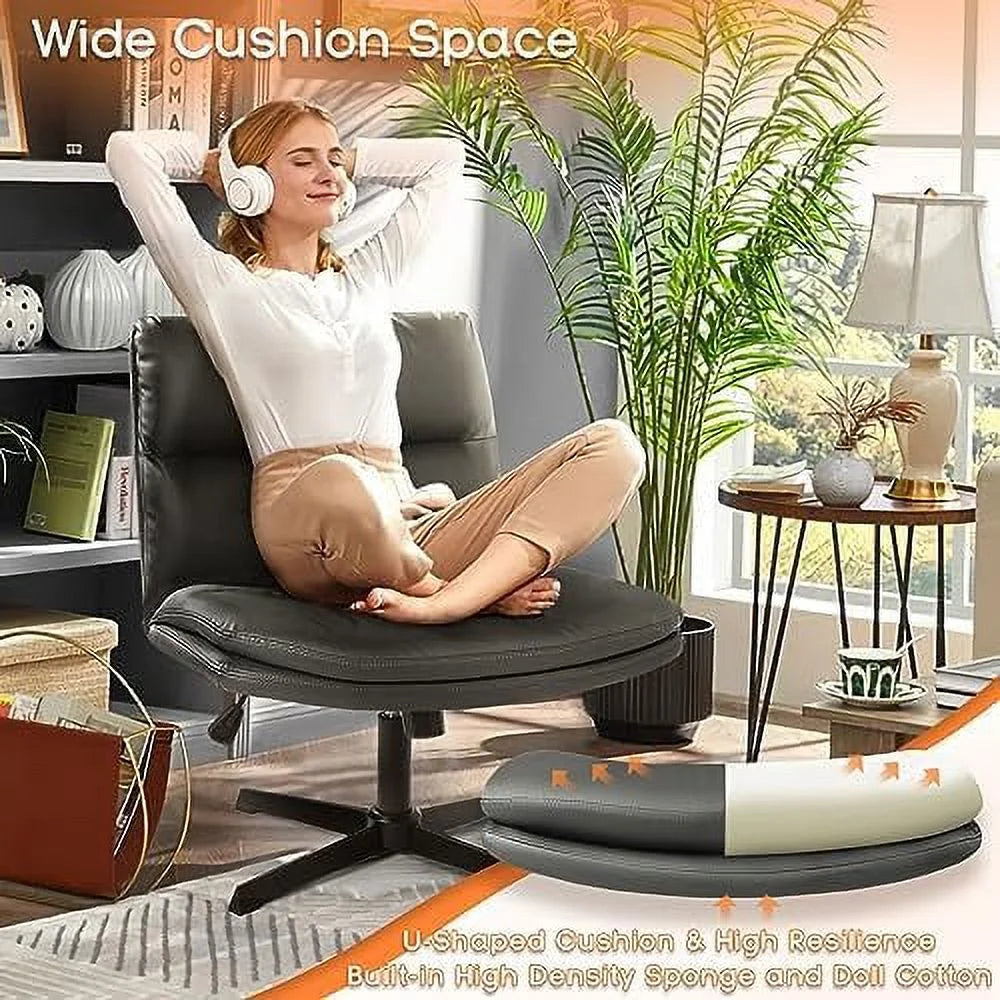 Armless PU Padded Swivel Desk Chair Y30604