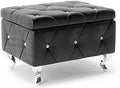 Silver Faux Leather Ottoman with Flip Top J498