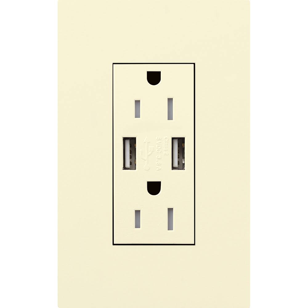 Tamper-Resistant USB Receptacle, 125V, 15A, Almond X603400