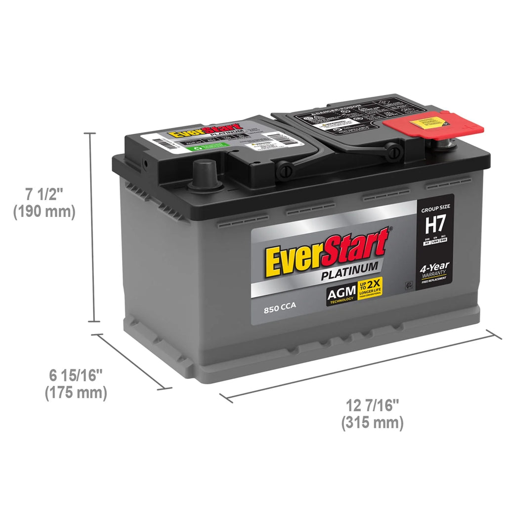 Platinum AGM Automotive Battery, Group Size H7 / LN4 / 94R 12 Volt, 800 CCA 140 RC F247