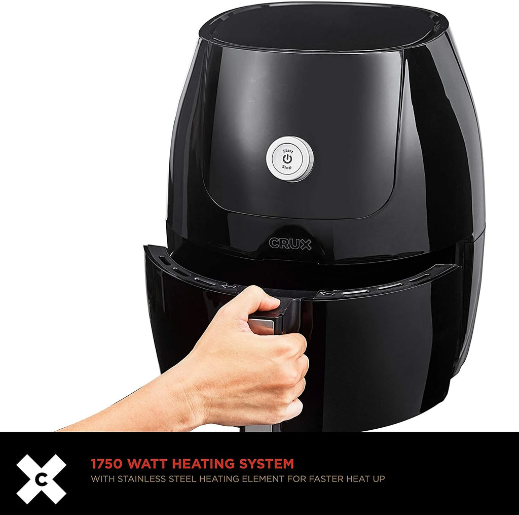 6 Qt Digital Air Fryer with Nonstick Removable Pan and Crisping Tray, Black R848613