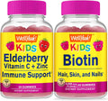 Elderberry Vitamin C Zinc Biotin Kids Gummies Bundle Gluten Free Chewable M5836