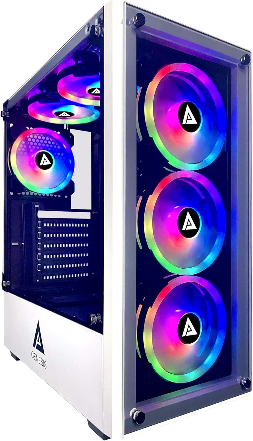 White Mid Tower Gaming Case with 6 RGB Fans M875