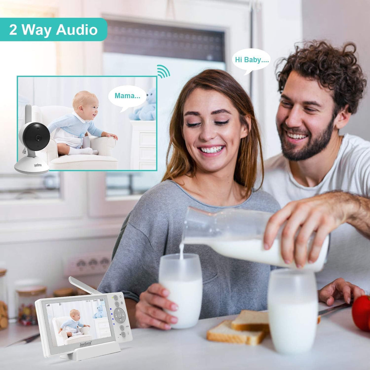 4.3 Inches LCD Split Screen Baby Monitor with 2 Camera U8858