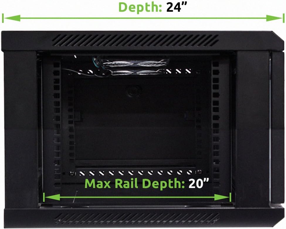 6U 19-Inch Server Network Rack with Locking Glass Door Black Z51042