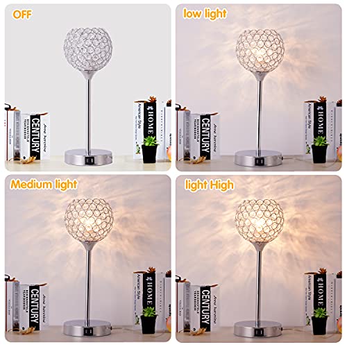 3-Way Dimmable Touch Control Table Lamp with 2 USB Charging Ports Y8575