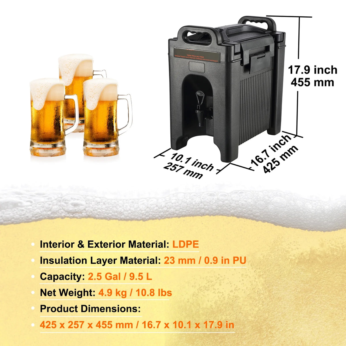 2.5 Gallon Insulated Beverage Dispenser F332652