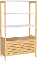 Bamboo Bathroom Storage Cabinet with 3 Shelves and Double Doors P471336
