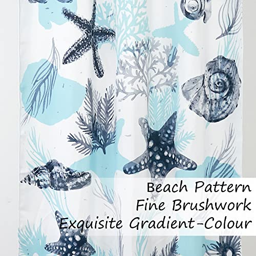 Blue and White 50% Light Blocking Curtains, 2 Panels, 52x96 Inches D896