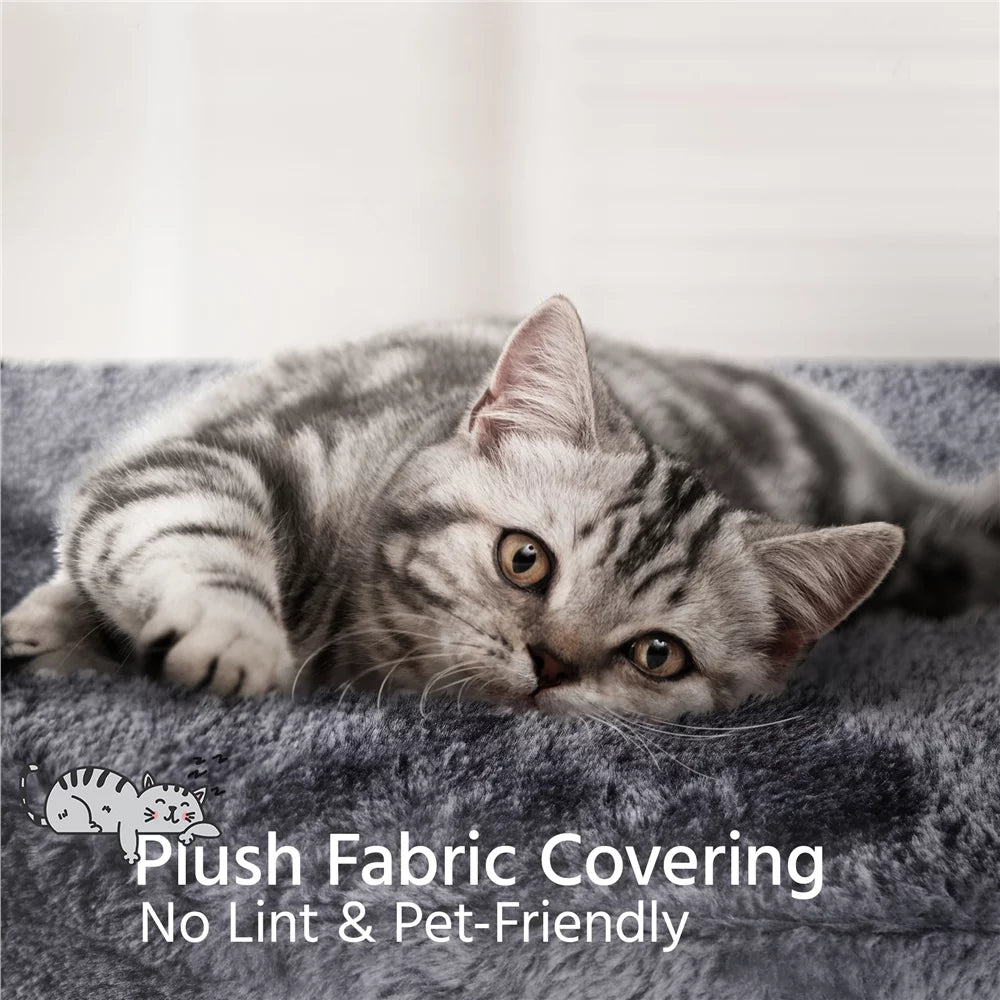 Dark Gray Cat Tree Condo Scratching Post Tower with Basket S402360