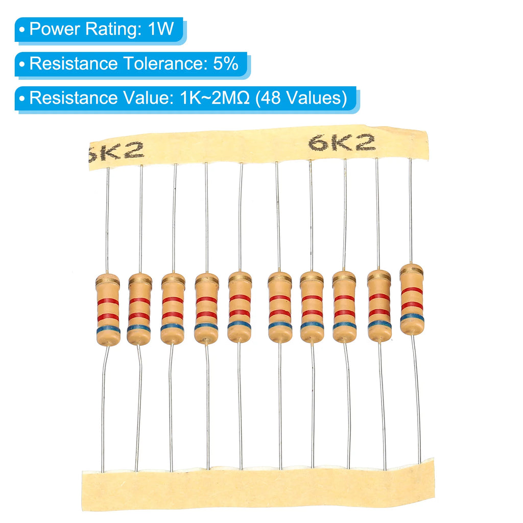 1W 1K Ohm-2M Ohm 5% Carbon Film Resistor 480 Pack O6907