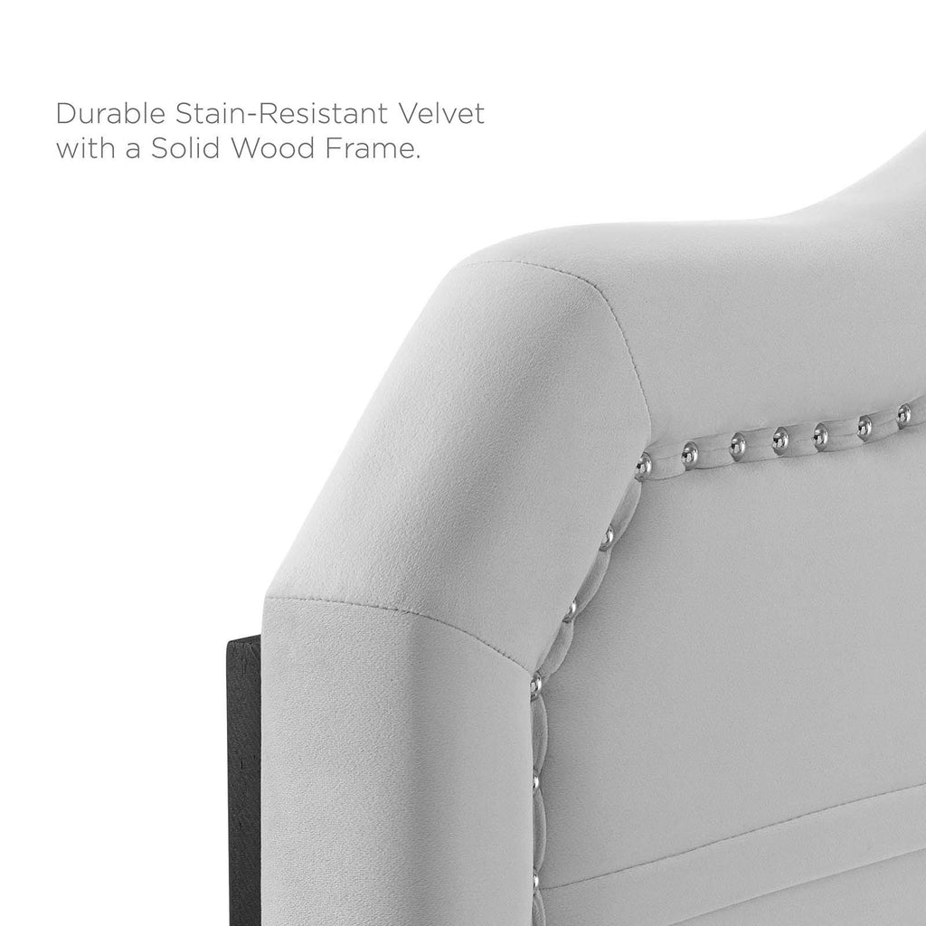 Light Gray Pleated Performance Velvet Full/Queen Headboard T939456