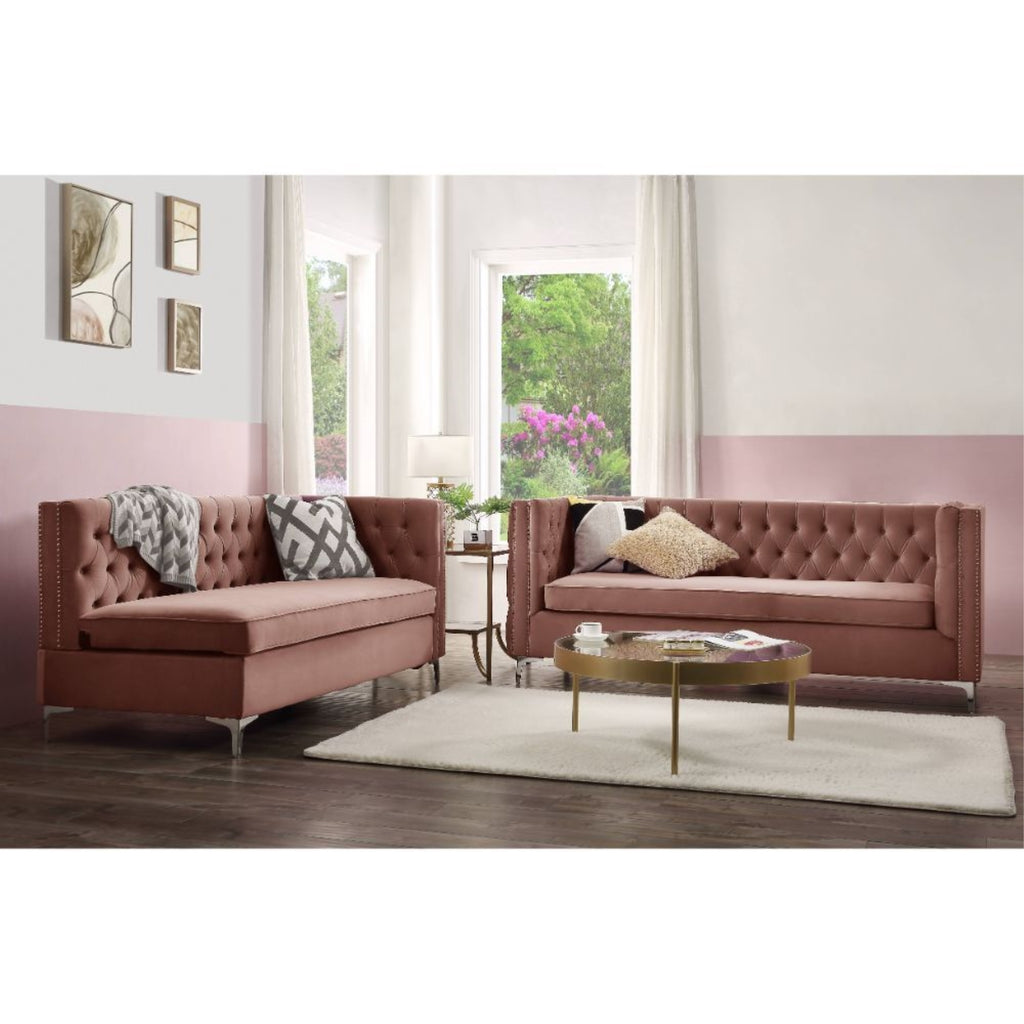 Coral Velvet Sectional Sofa E8548