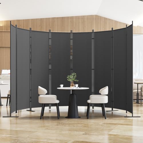 8-Panel 6 ft Tall Indoor Folding Room Divider, Dark Grey U207