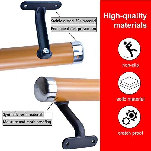 6.5Ft Wooden Non-Slip Wall Mounted Handrail M9110