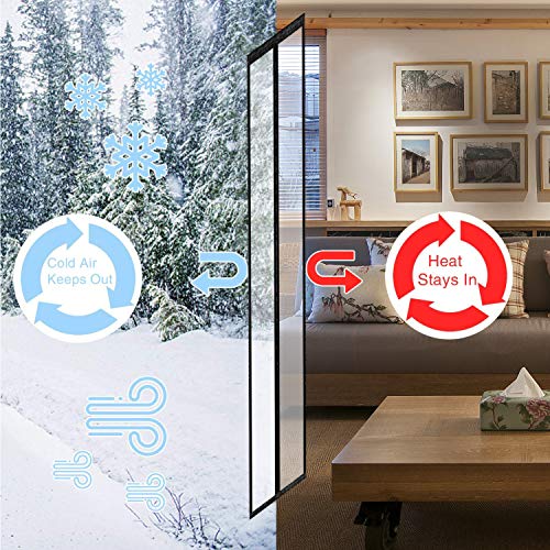 Transparent Insulated Door Curtain, Magnetic Thermal Door Cover, Self-Closing Magnetic Screen Door, Fits Doors up to 38" x 82" B2508