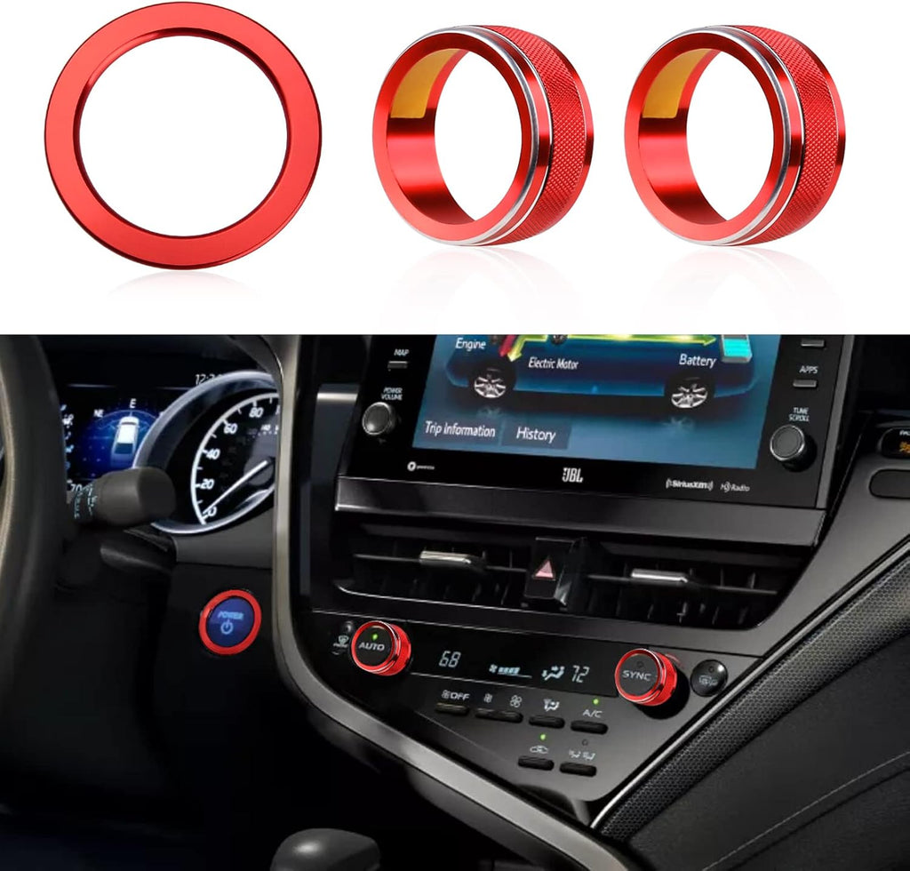 Red Center Console AC Button Covers with Engine Start Stop Push Button Cover M2299