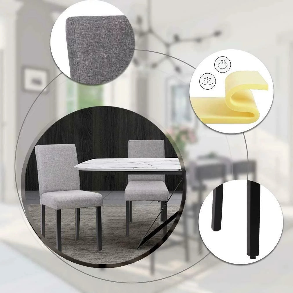 Gray Set of 4 Fabric Padded Dining Chairs with Solid Wooden Legs B186788