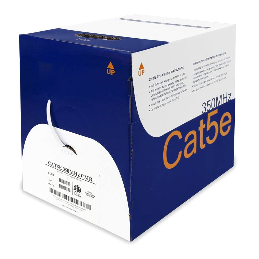 Bulk Cat5e In-Wall Cable Bare Copper 24AWG 350MHz White N14095