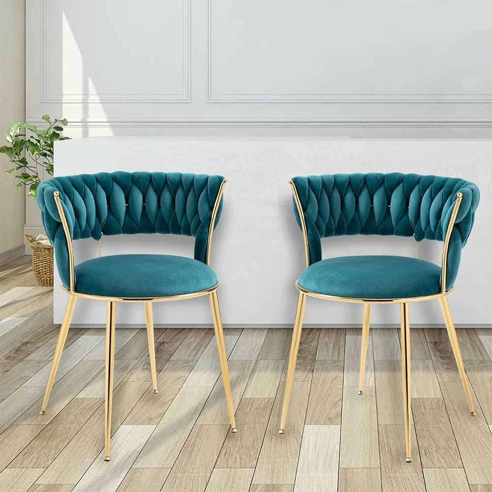 Velvet Dining Chairs Set of 4 with Golden Metal Legs L35145