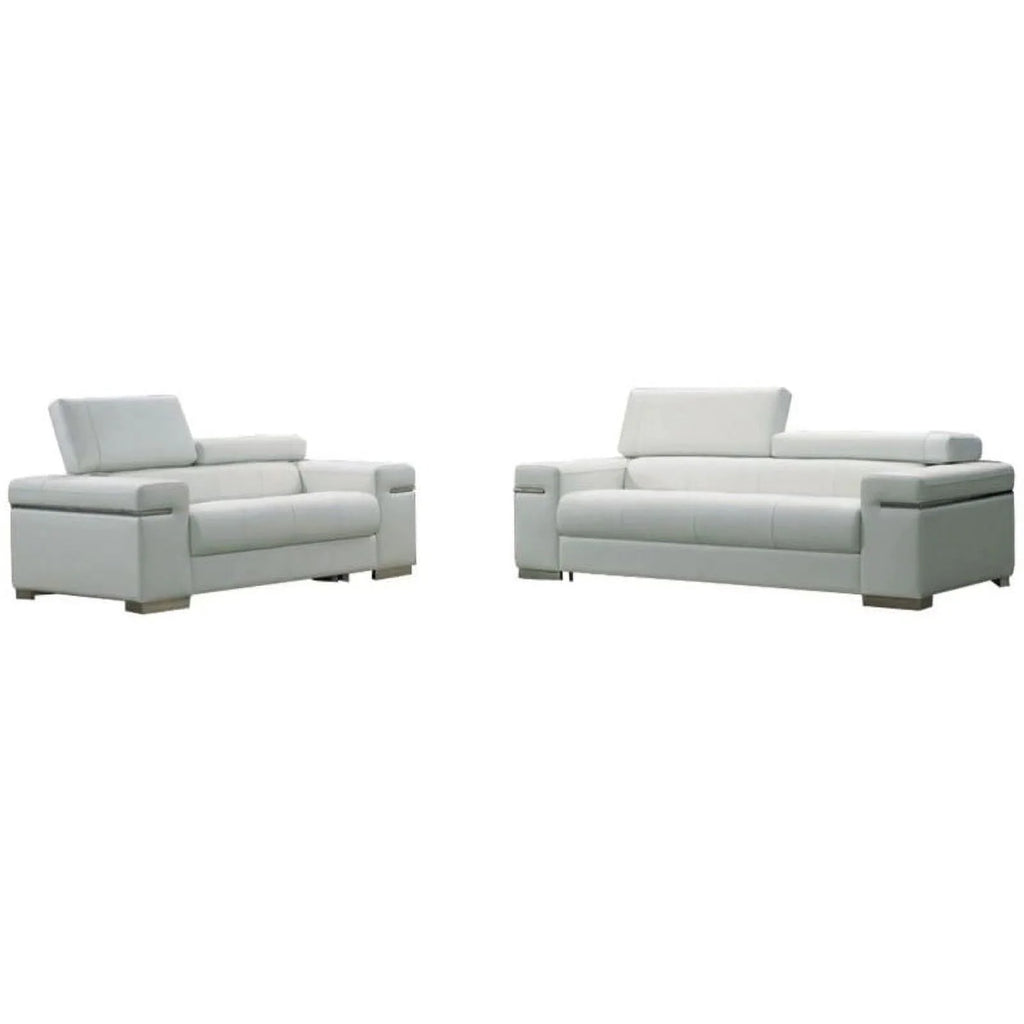 White 2-Piece Leather Sofa Set N715