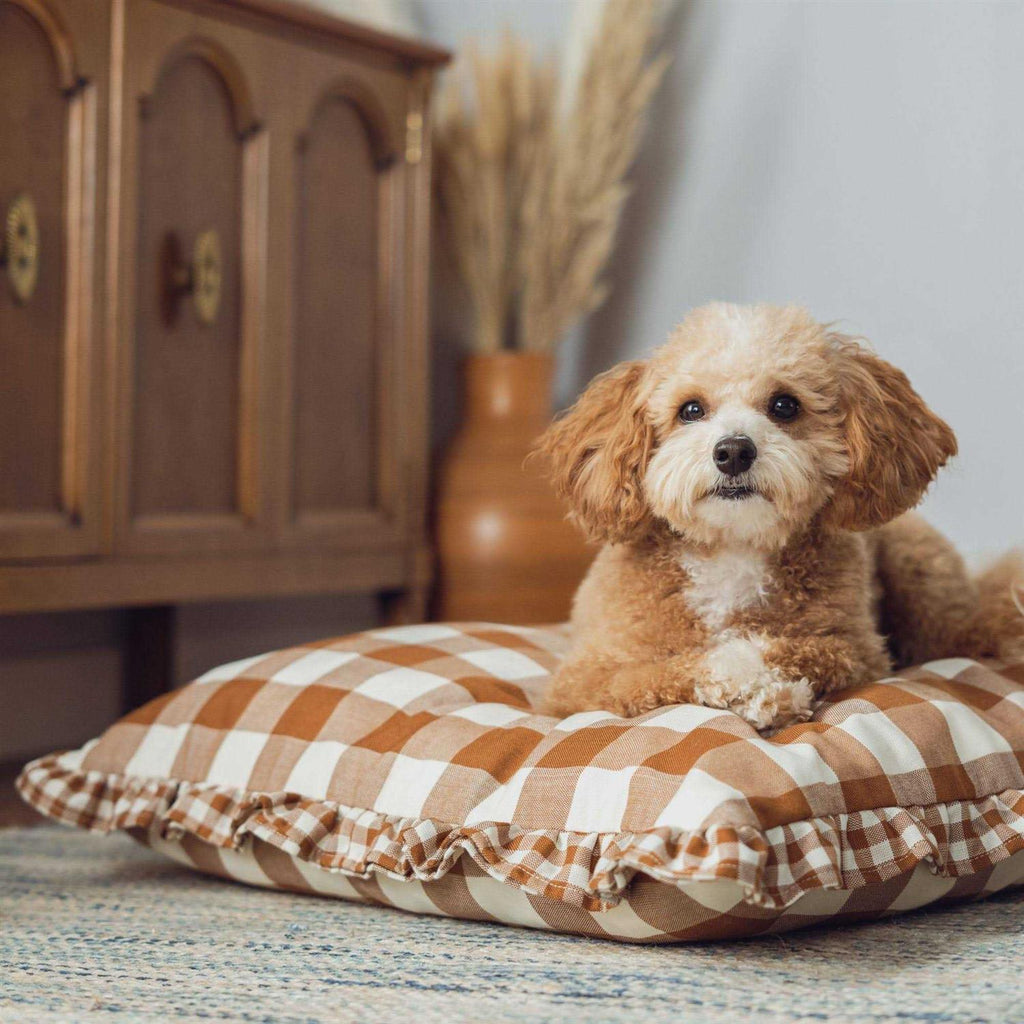 Brown Gingham Print Envelope Dog Bed K628