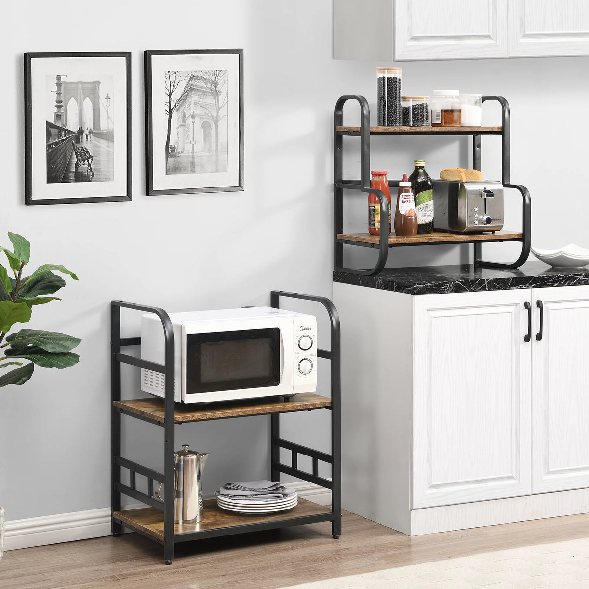 4-Tier Kitchen Bakers Rack with Storage Shelves D172