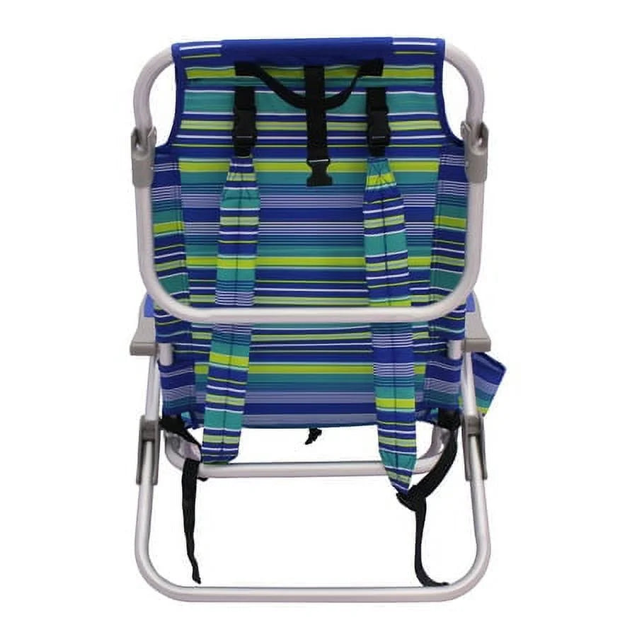 2-Pack Lay-Flat Backpack Chair Blue & Green Stripe M963