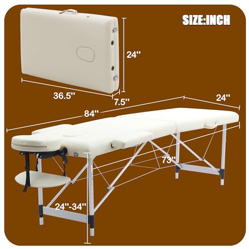 84 Inch Black Aluminum Massage Table W61039